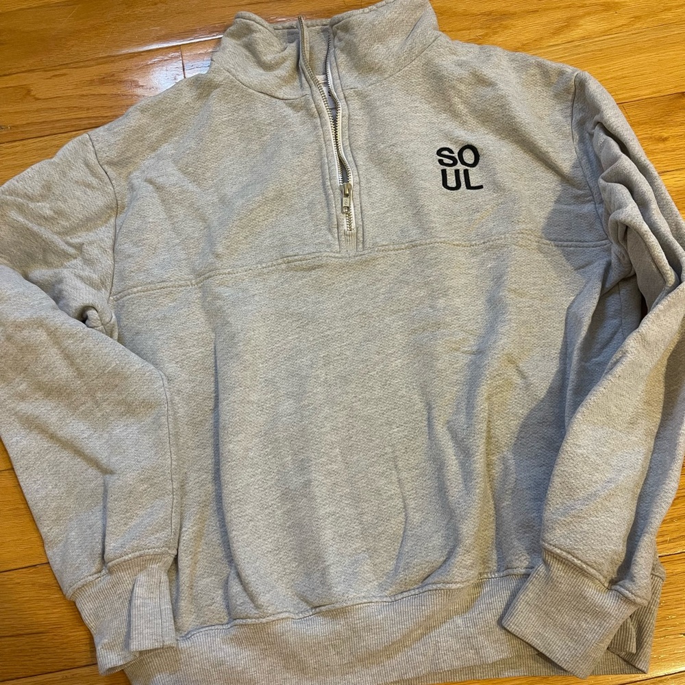 SoulCycle Gray Quarter-Zip Sweater